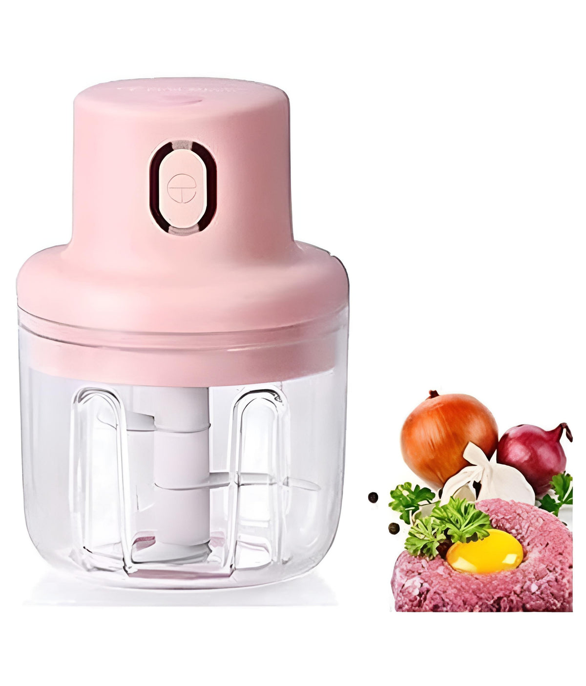 Electric Food Chopper 250ML Pink USB Wireless