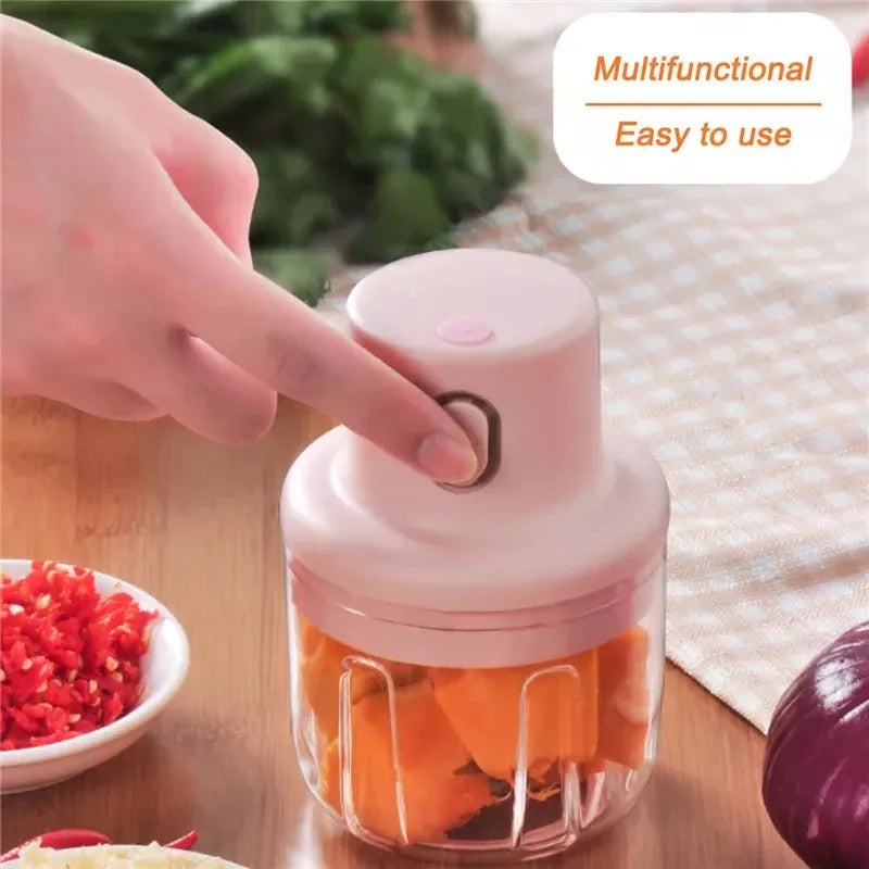 Electric Food Chopper 250ML Pink USB Wireless