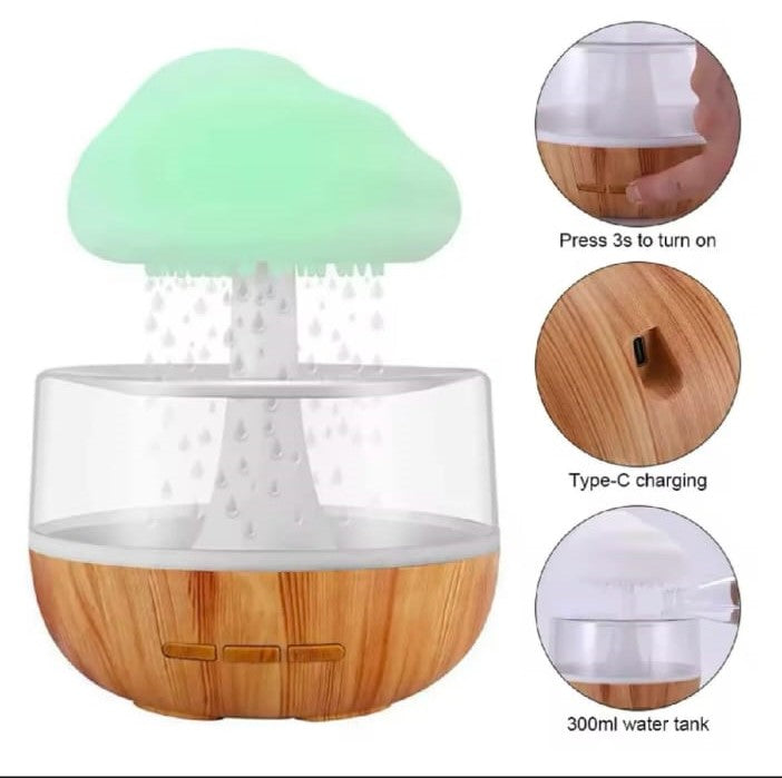 Cloud Rain Aroma Diffuser And LED Humidifier