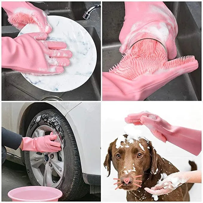 Silicon Washing Gloves High Quality Big Size - Household Accessory Designed For Cleaning And Washing