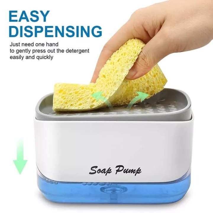 Soap Pump And Sponge Caddy Press Down One Handed Design