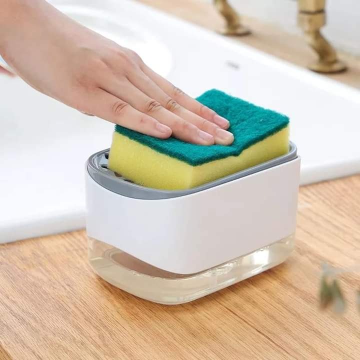 Soap Pump And Sponge Caddy Press Down One Handed Design