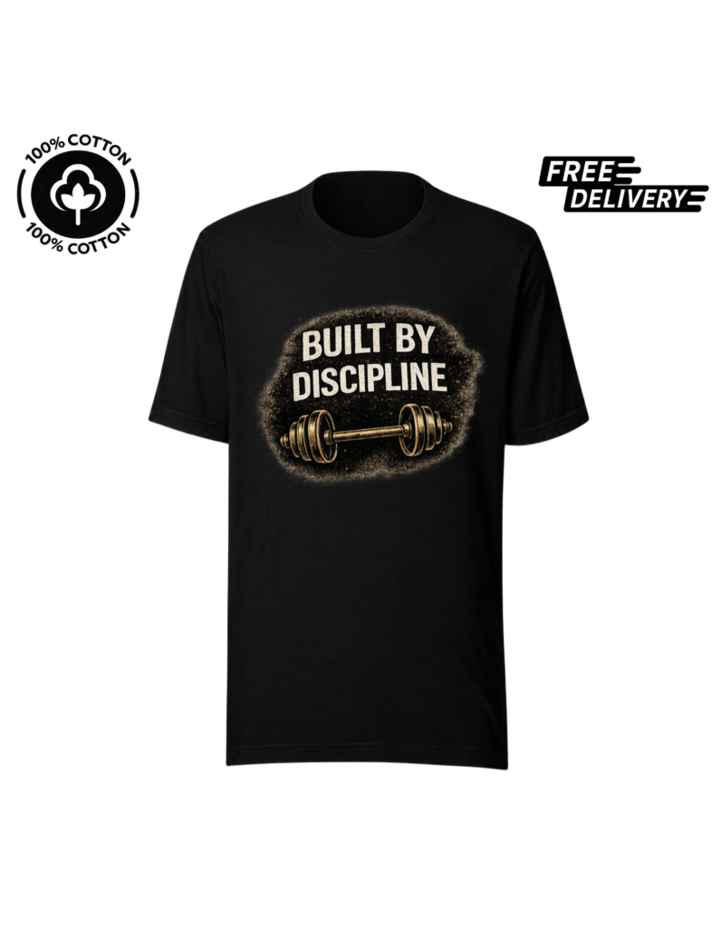Built By Discipline Gym T-Shirt – Motivational Fitness Tee